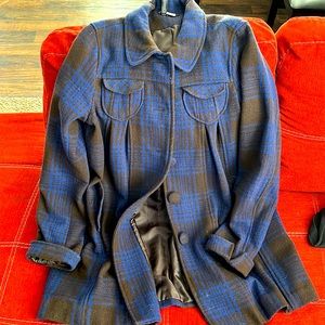 H&M size 12 blue and black long jacket